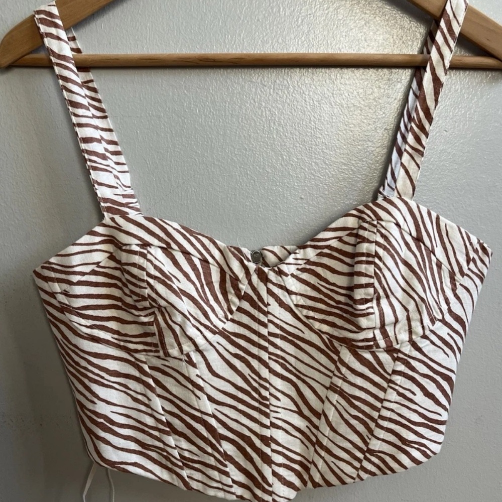 Brown Zebra Print Corset Crop Top